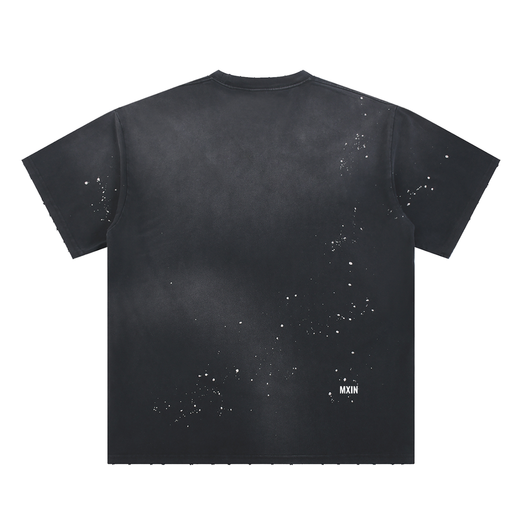 Hand-Frayed Sunfade Paint Splatter T-Shirt