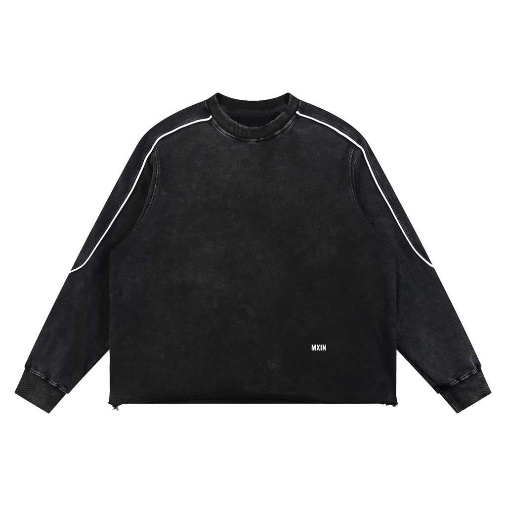 Mineral Wash Piping Raw Hem Sweatshirt