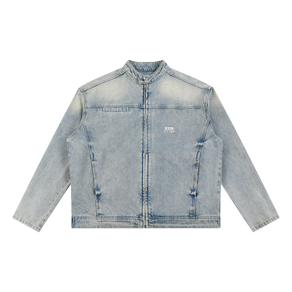 MXIN Vintage Wash Zip Denim Jacket