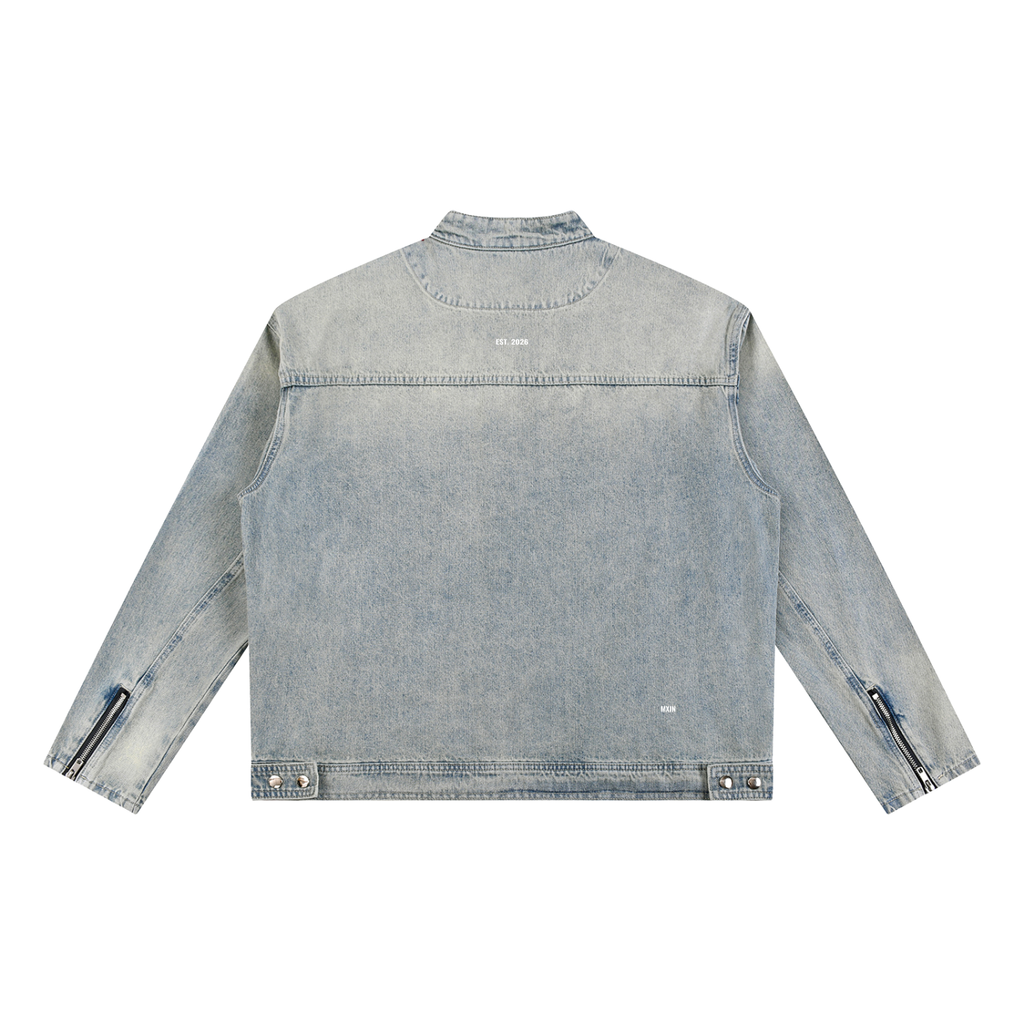 Vintage Wash Zip Denim Jacket