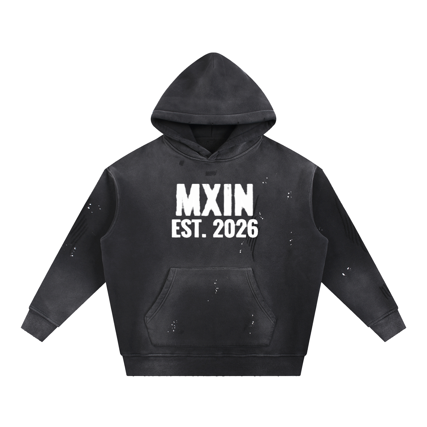 Vintage Washed Frayed Fleece Hoodie
