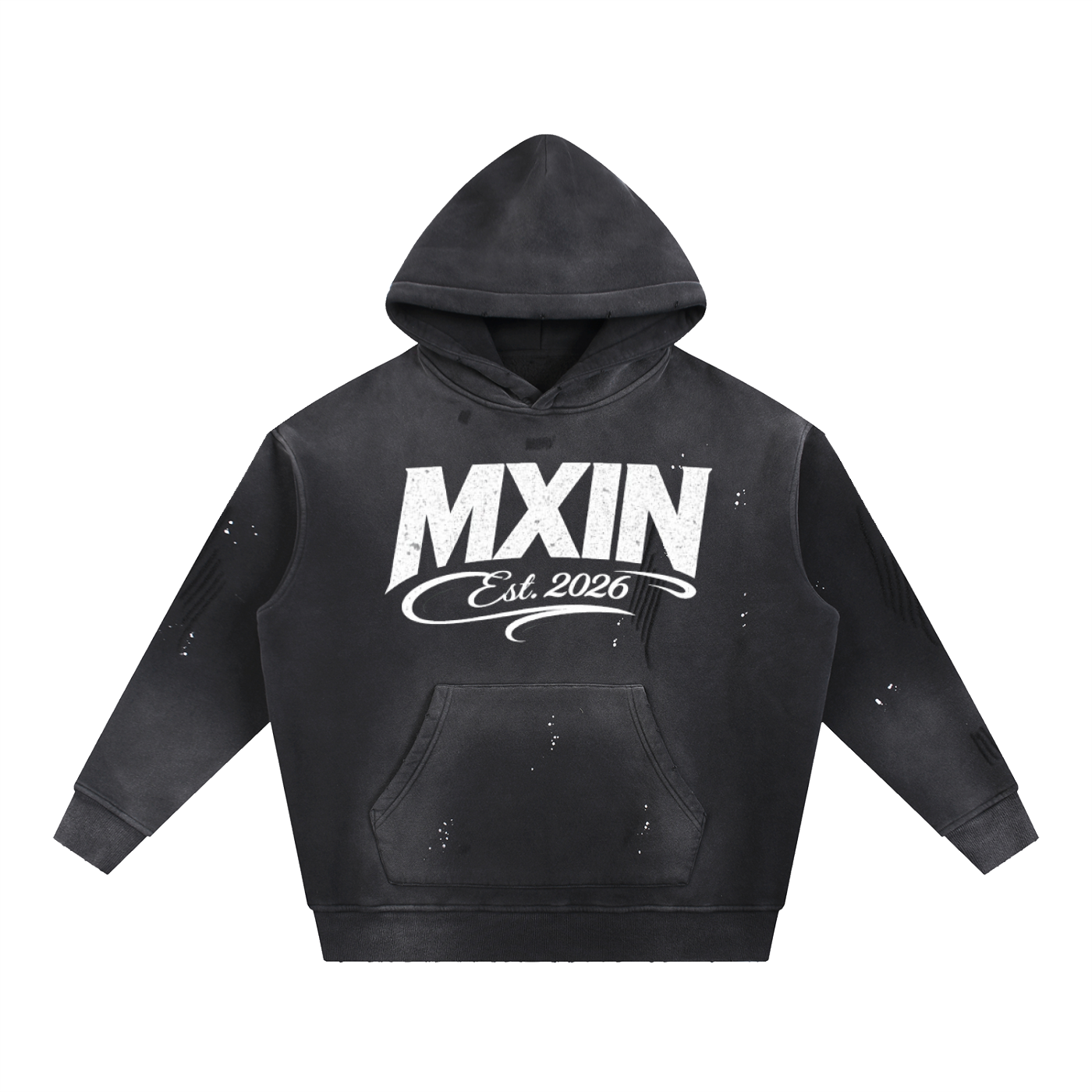 Vintage Washed Frayed Fleece Hoodie