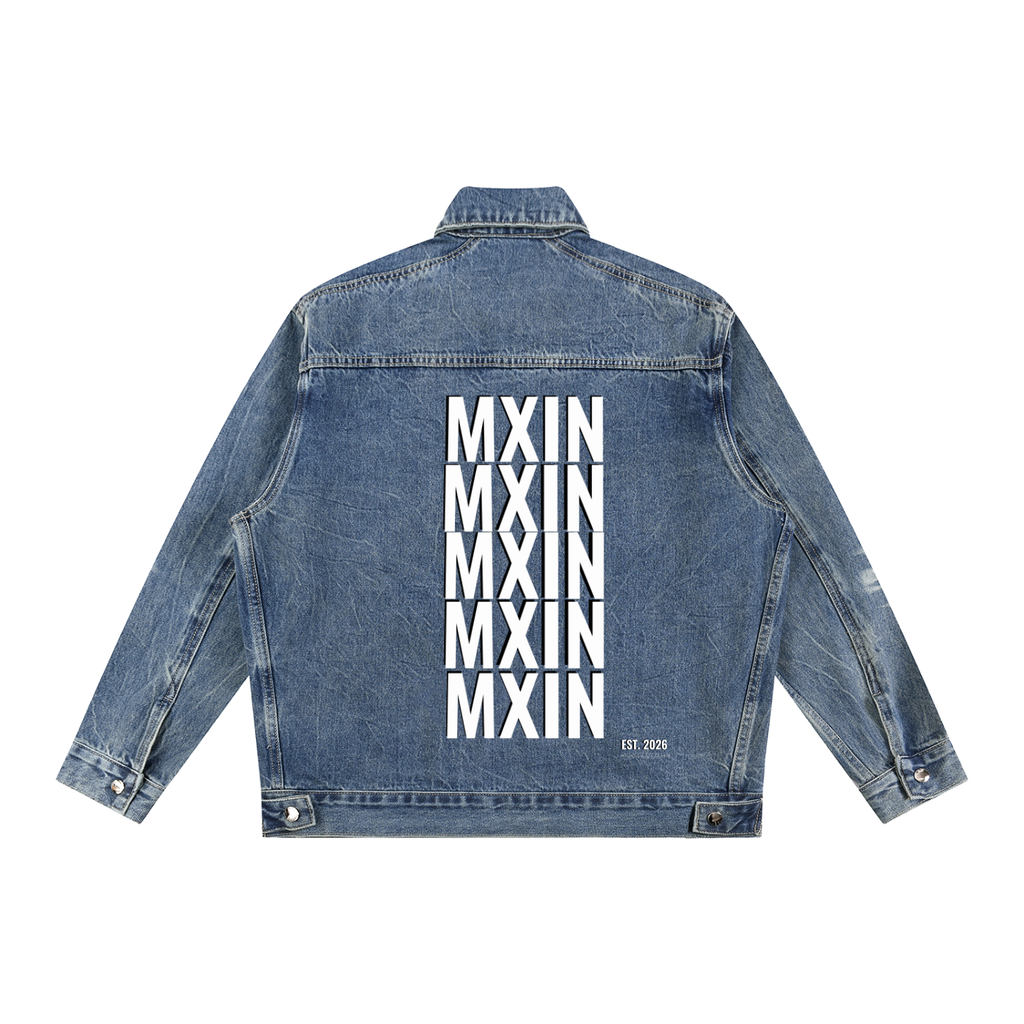 Vintage Wash Zip Up Denim Jacket