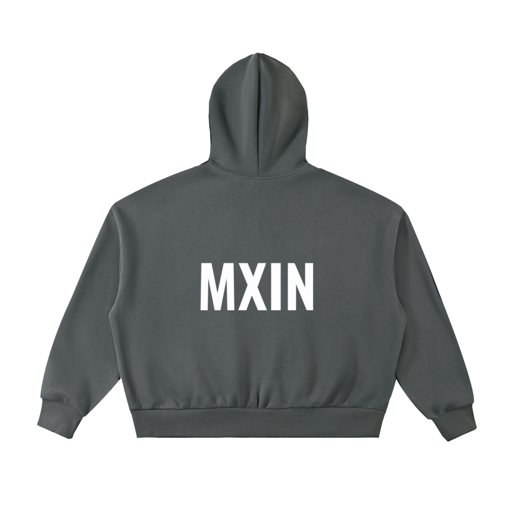 Fleeced Full-Zip Boxy Hoodie