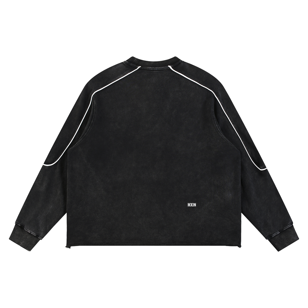 Mineral Wash Piping Raw Hem Sweatshirt
