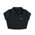 V-Neck Lapel Crop Top